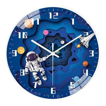 Silent wall clock round space for children