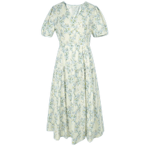 Triple Color Big Code Womens Dress 2024 Summer New Fields Garden Retro V Collar Romantic Broken Flowers Dress Short Sleeve Big Skirt Hem