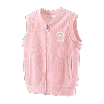 Childrens vest spring and autumn style outer wear 2023 new style girls knitted vest medium and large childrens zipper cardigan childrens clothing