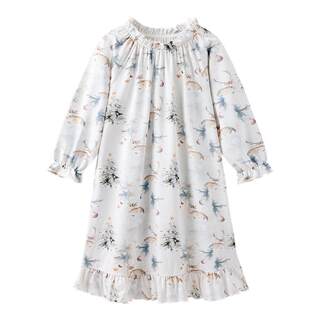 英氏纯棉女童睡裙春秋季女孩长袖儿童睡衣公主中长裙子宝宝连衣裙