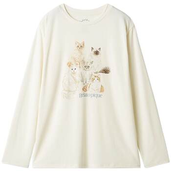 Gelato pique26 ພາກຮຽນ spring ແລະ summer ໃຫມ່ຂອງແມ່ຍິງ pajamas cat soft ເສື້ອຍືດແຂນຍາວເຮືອນ pwct261302