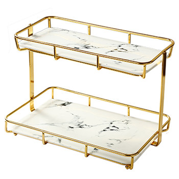 Light luxury style desktop makeup storage shelf for washbasin