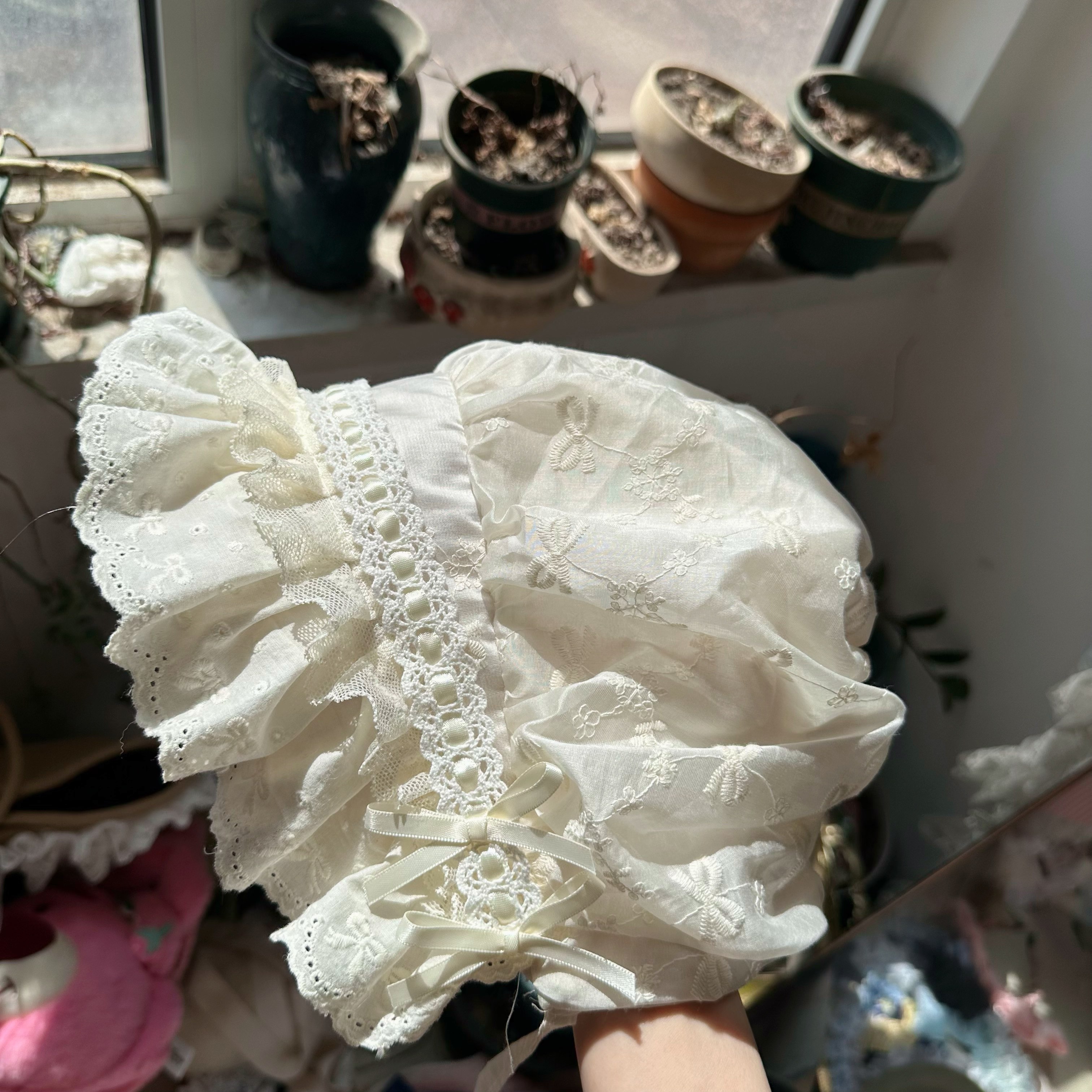 Lolita elements, Bonette lace baby hat, Lolita style handmade