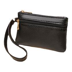 Coin purse women's mini bag new small purse hand wrist bag storage bag soft leather zipper coin bag card bag