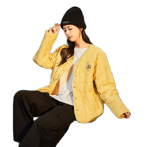 Don Lion 2024 new female cotton clot shorts V neckline sweatshirt light and thin Korean tie Lazy Wind Cotton Clothing Warm Jacket G