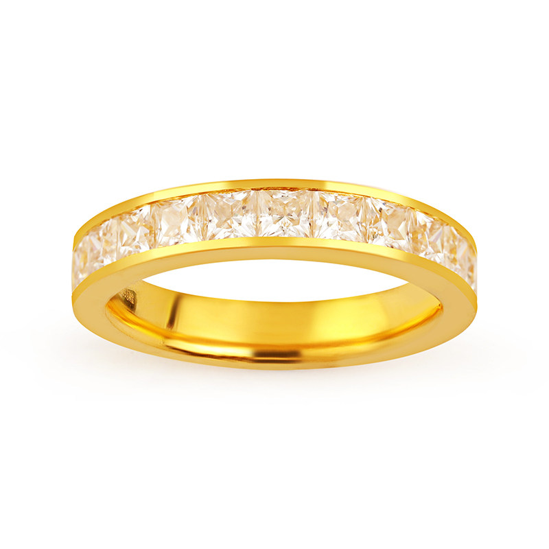 Pelikan jewelry solid gold inlaid moissanite ring