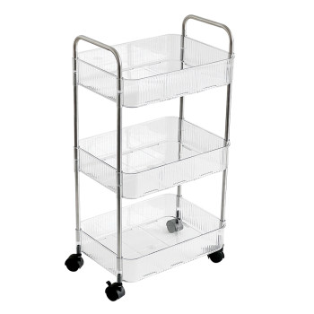 Transparent snack trolley storage rack floor-standing movable home living room dormitory multi-functional storage rack wheel k