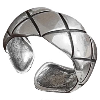 All-over s925 sterling silver fashion rhombus couple ring