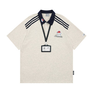 Retro contrasting color three-bar polo neck short-sleeved t-shirt for men