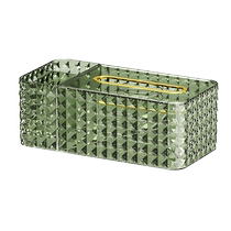 Light luxury diamond pattern double-compartment paper towel storage box with lift spring and remote control glasses storage paper box