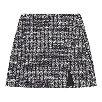 self-portrait 2024 spring and summer new black plaid Lurex tweed small fragrant skirt skirt