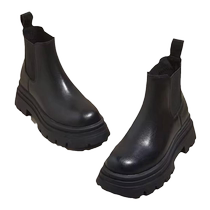 Hong Kong fashion brand thick-soled genuine leather Chelsea short boots 2023 autumn new boots increased chimney Martin boots