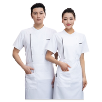 High-end Chefs Work Suit Men Short Sleeves Summer Breathable Backroom Kitchen Dining Kitchen Chef Chef Executive Chef Chefs