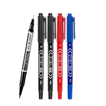 Oily debit pen Waterproof Anti-Oil not off color Highlights Tick pen Mark pen Small double head 100 Fitted Student Children Painting Special Thickness two Signature Graffiti pen Black Red Blue