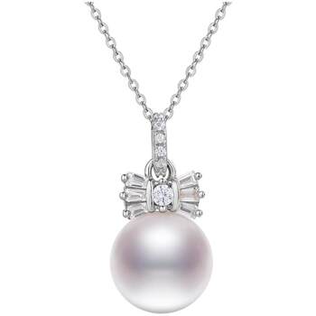 Demi round white freshwater pearl necklace s925 silver