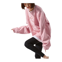 Tangshi 2024 early autumn new round neck sweatshirt for women with bow text long-sleeved sweatshirt thin and sweet style