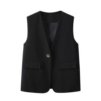 Autumn suit vest women's short 2024 ພາກຮຽນ spring and autumn new loose Korean style waistcoat slim vest vest jacket for women