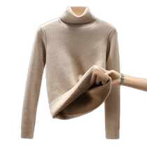 Turtleneck sweater bottoming shirt for women autumn and winter style inner sweater plus velvet and thickened one-piece velvet warm sweater top