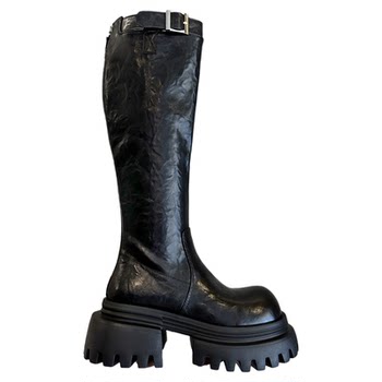 European and american niche ins cool belt buckle thick-soled boots