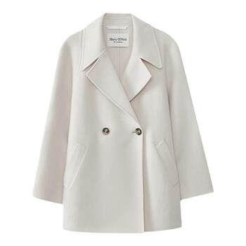 Self-operated marco polo flat collar mid-length coat