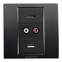 Type 86 Concealed Multimedia Panel Black Video 4K HD HDMI USB AV Lotus Dual Audio Socket