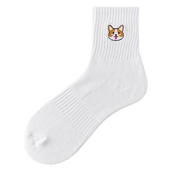 Zoyin socks men's spring and summer mid-calf socks pure cotton socks white sports socks cartoon trendy