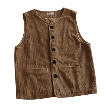 Simple solid color corduroy loose sleeveless casual vest