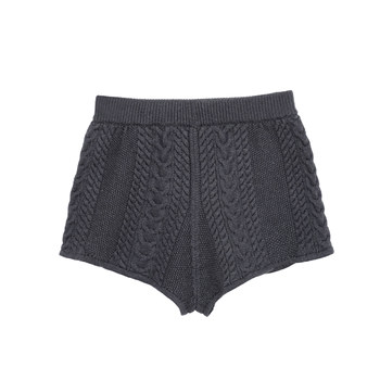 Huanghuangjia twist knitted straight wide-leg shorts