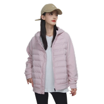 Snowy flying goose down light and thin down clothes womens models 2024 Early spring new splicing Lianhood Leisure short jacket