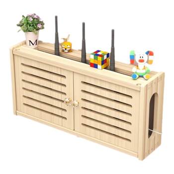 Router placement rack hanging on the wall solid wood set-top box storage rack wireless optical cat wifi storage box cover box