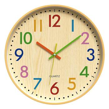 Zetao children's room wood grain wall clock silent