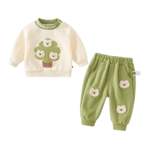 Boys sweatshirt suit autumn 2024 new style childrens fashionable baby clothes baby two-piece set spring and autumn trend