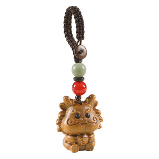 十二生肖马年檀木汽车钥匙扣挂件女高档精致手机链本命年挂绳吊坠