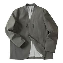 Madden workwear American casual collarless grey suit jacket ຊຸດທີ່ເປັນປະໂຫຍດ commuting versatile ດຽວ suit jacket ຜູ້ຊາຍພາກຮຽນ spring