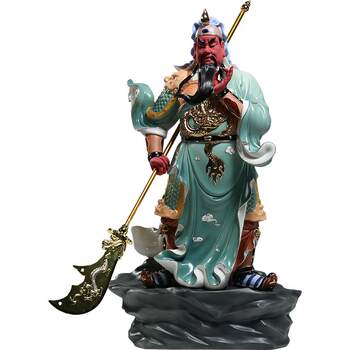 High-End Ceramic Guan Gong Figurine, Martial Arts God of Wealth, Guan Er, Deity Statue for Living Room, Guan Yu Painted Buddha Statue