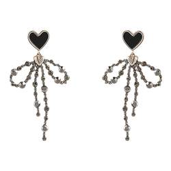 earrings bow tassel ຄວາມຮັກສໍາລັບແມ່ຍິງແສງສະຫວ່າງຫລູຫລາ earrings ຍາວ temperament 2024 ຮູບແບບໃຫມ່ຮ້ອນ earrings ສູງເປັນເອກະລັກ