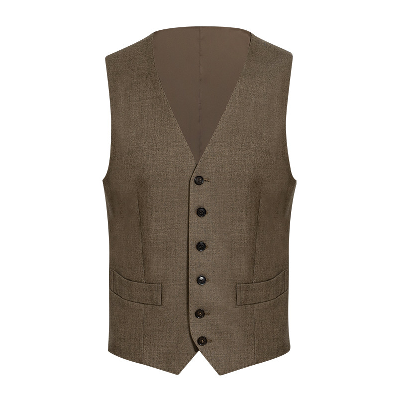 CULTUM single row six-pin button V-neck suit vest men's suit side slit slim business formal suit horse clip