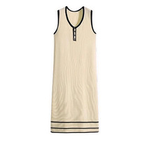 Pregnant women summer dress 2024 new fashion Han U collar colour loose dress sleeveless ice wire knitting vest dress