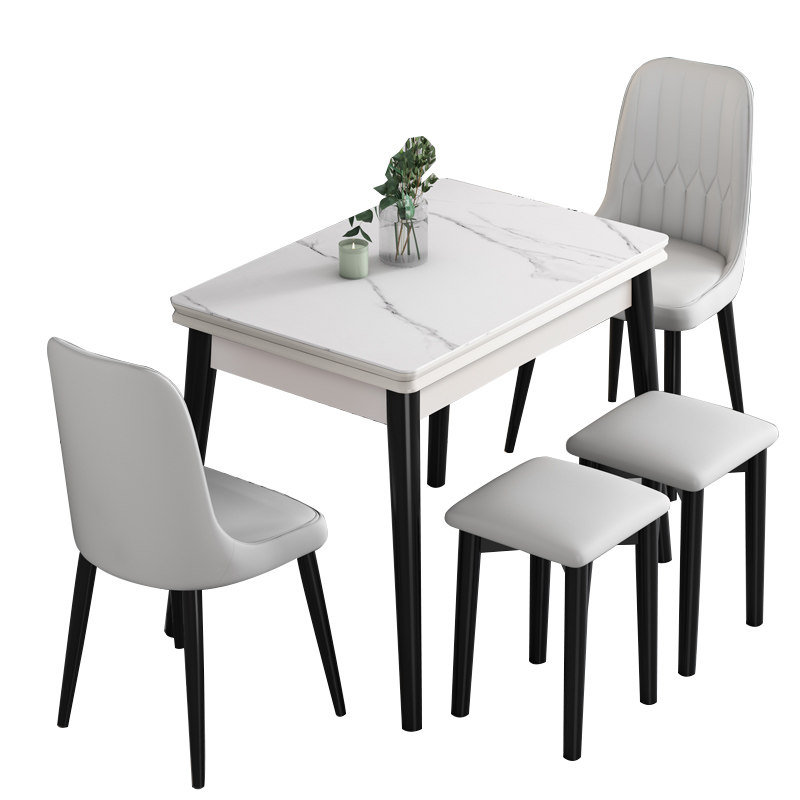 Solid wood retractable dining table for small apartments retractable and foldable