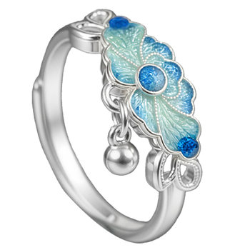 Wuyue old silver shop pure silver furanyin ring chinese style women