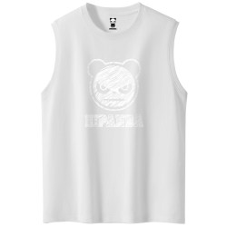 Hipanda ສະບາຍດີ Panda Classic Boys Sleeveless T-Shirt Summer 2024 Trendy Brand Fashion Men's Cotton Vest and Waistcoat