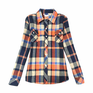 2025年全棉秋冬新款女士长袖加绒加厚保暖衬衫修身棉显瘦格子女装