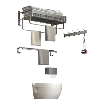 Space aluminum bathroom towel rack without punching bathroom rack clothes storage wall-mounted toilet 1759