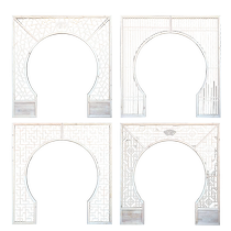 New Chinese style solid wood lattice moon door moon door floor cover arch hollow partition antique screen porch spot