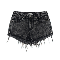 SMFK Mustang classic denim shorts PS001B2 CW rivet decorated mid-waist hot pants 24 new womens summer