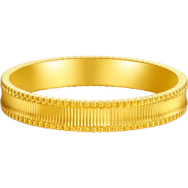 Saturday Fortune 5G Pure Gold Priced Beaded Edge Cartouche Ring Simple Fashionable Women's Ring Holiday Gift