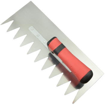 Stainless steel tiler with toothed floor tool tamper