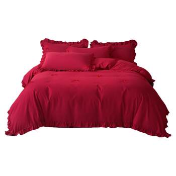 French romantic marriage 100 bedding sheets four-piece set of red