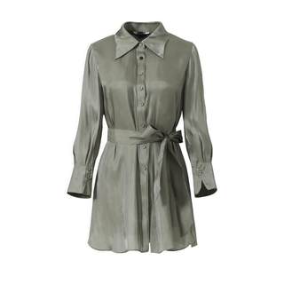 IDPAN中长袖衬衣气质夏季新款自然褶皱修身显瘦海岛丝衬衫女