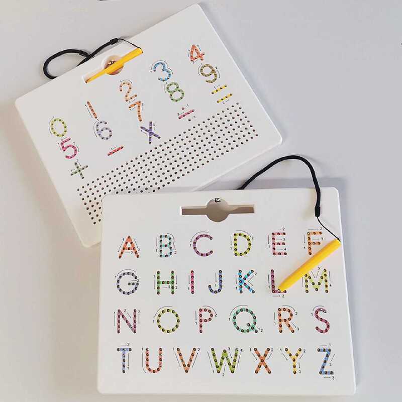 Children's Early Education Double-Sided Magnetic Steel Ball Writing Board Uppercase and Lowercase Letters and Numbers Practice Drawing Board Enlightenment Educational Toy